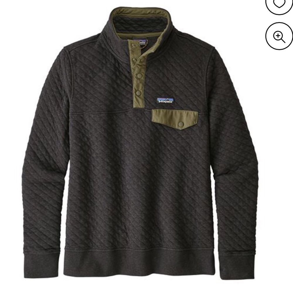 Patagonia Cotton Quilt Black Snap T Pullover Size Medium